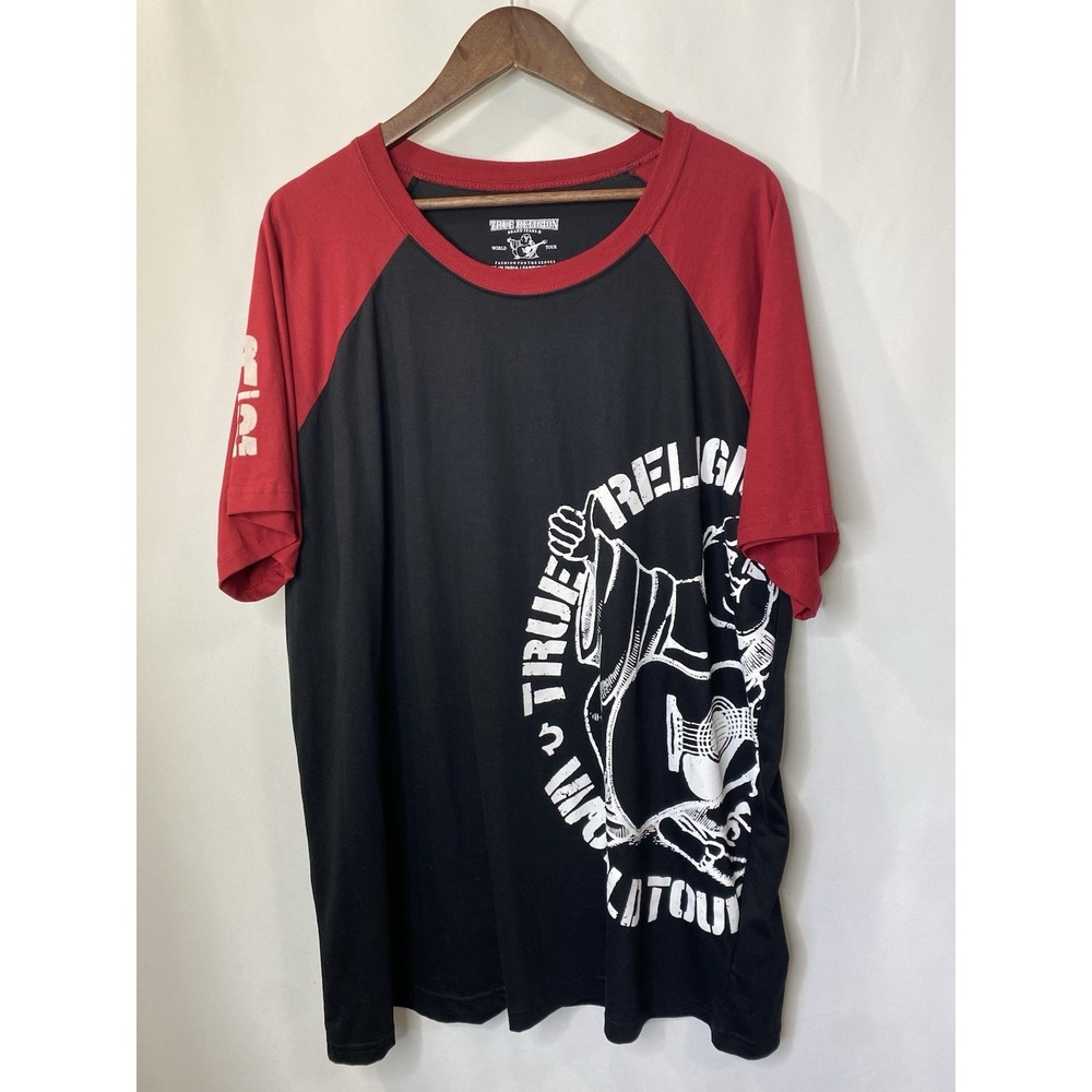 TRUE RELIGION White Navy Buddha Short Sleeve  Raglan T-shirt Size 3XL Streetwear